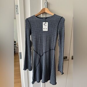 Desigual Textured Long Sleeve Dress in Gray NWT